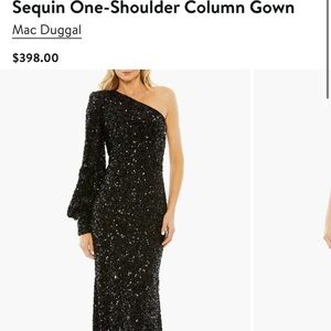 Mac Duggal Sequin One-Shoulder Column Gown Black Size 12